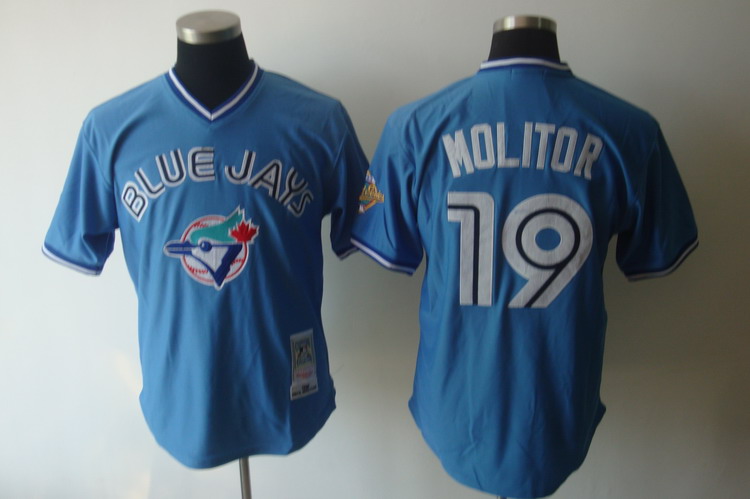 Mitchell And Ness Blue Jays #19 Paul Molitor Blue Stitched MLB Jersey - Click Image to Close